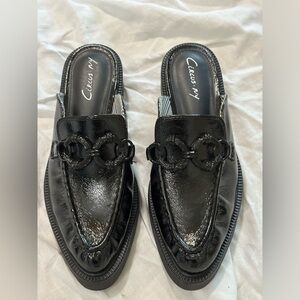 Circus NY new black loafer mules size 9 black buckles
